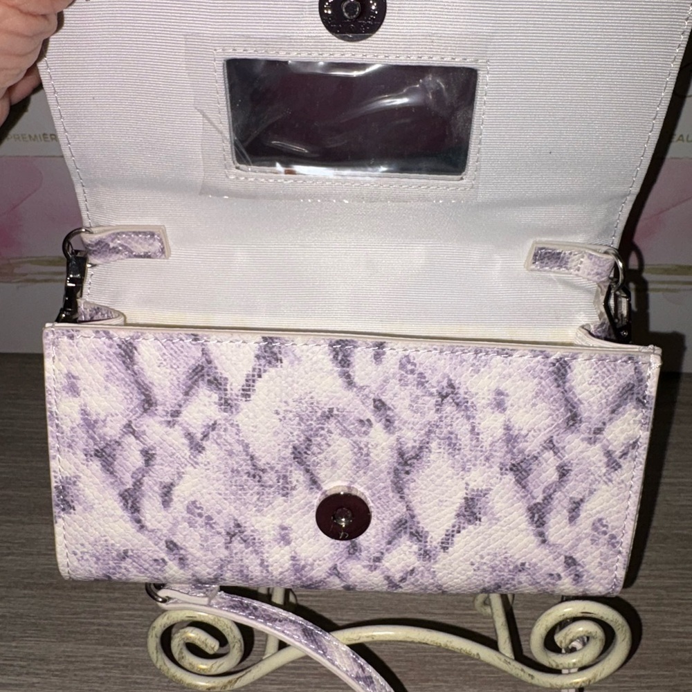 White House Black Market Purple Snake Print Clutch - Picture 2 of 4
